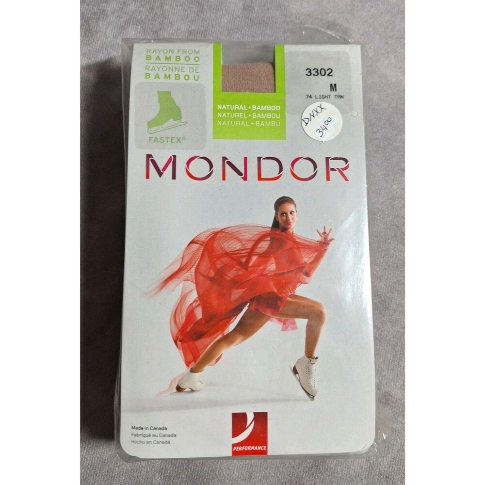 Womens Medium Mondor Bamboo Rayon Cotton Ice Skating Tights Light Tan 3302 *Read